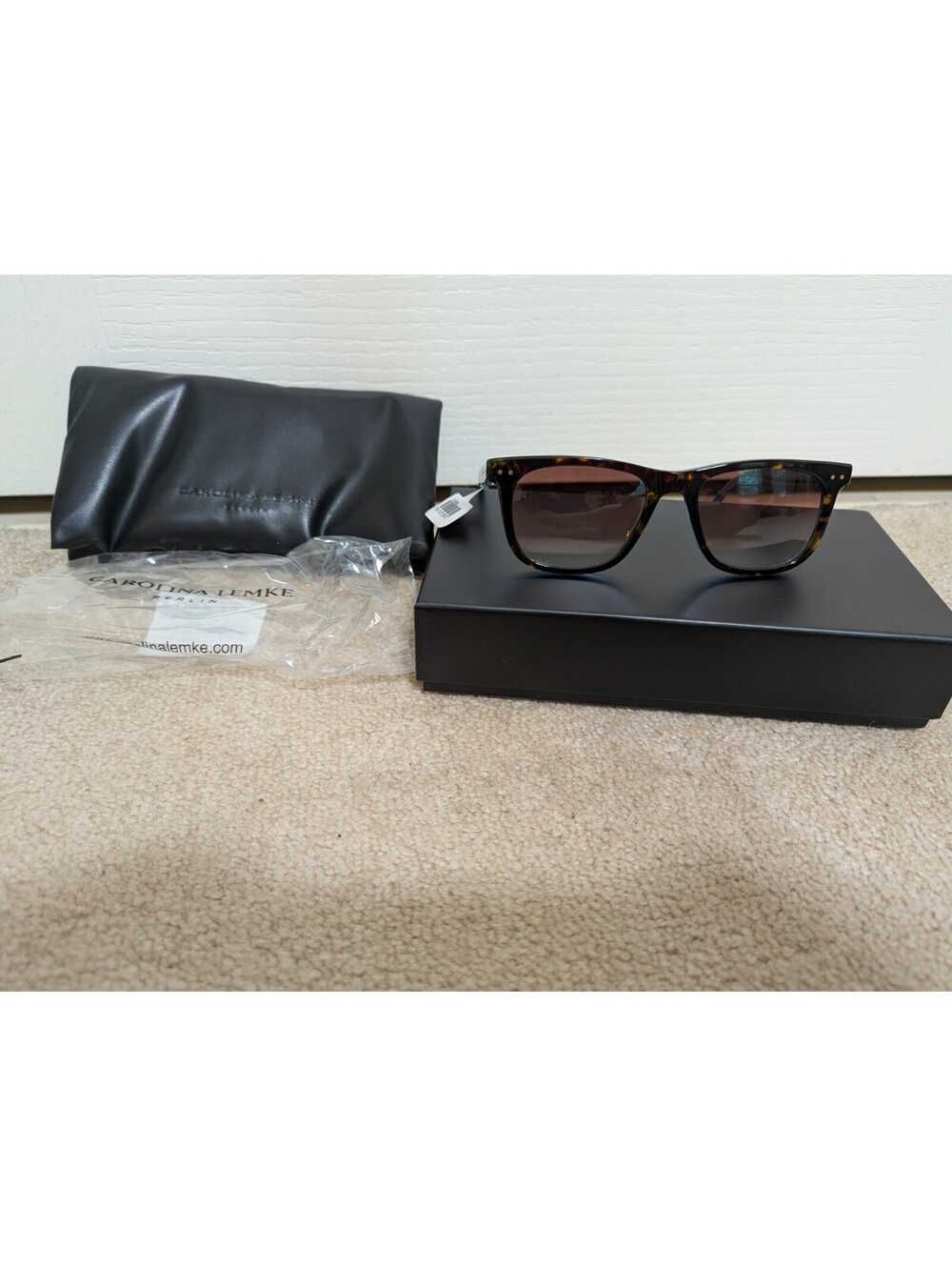 Carolina Lemke Sunglasses Blue With Brown Lenses New In Box Carrying Case